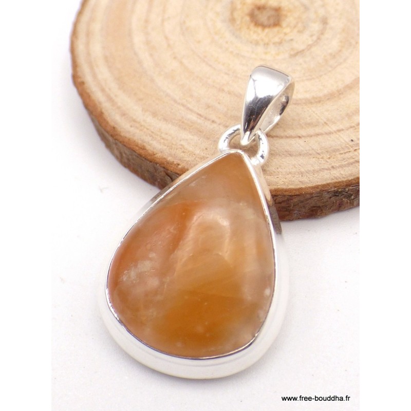 Pendentif Calcite Orange forme goutte Pendentifs pierres naturelles PAC55.3