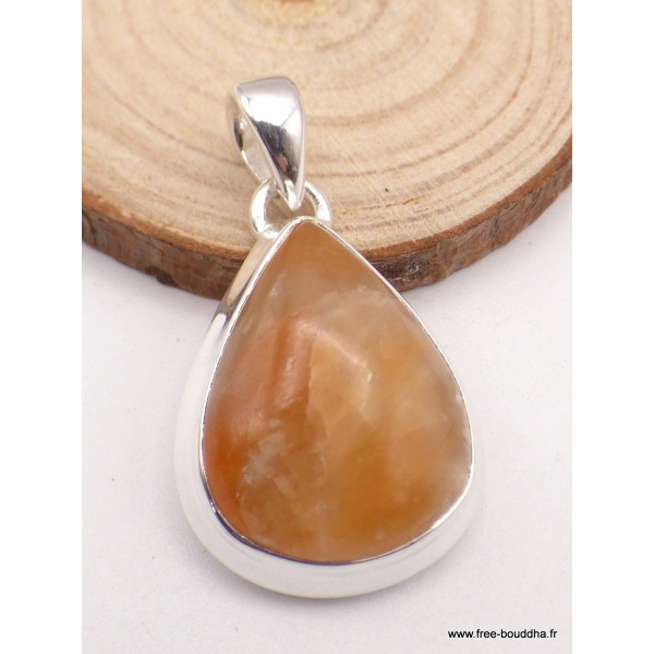 Pendentif Calcite Orange forme goutte Pendentifs pierres naturelles PAC55.3