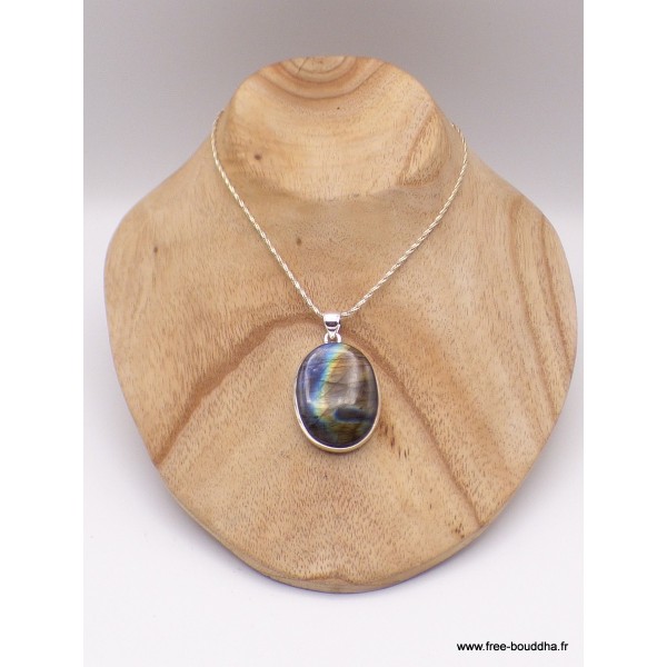 Labradorite multi-feux bleue jaune orange Pendentifs pierres naturelles TUV27.5