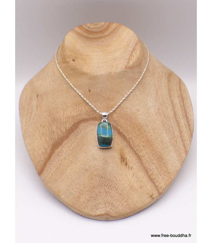 Pendentif en Malachite sur Chrysocolle rectangulaire Pendentifs pierres naturelles TUV25