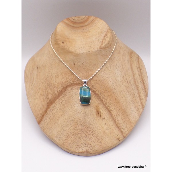 Pendentif en Malachite sur Chrysocolle rectangulaire Bijoux en Malachite Chrysocolle TUV25