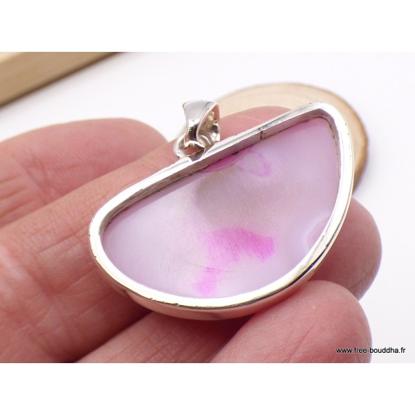 Pendentif druze d'agate naturelle teinté rose Pendentifs pierres naturelles XV124