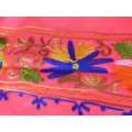 Châle pour femme rose Fuschia brodé fils - Châles en laine faits main