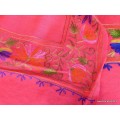 Châle pour femme rose Fuschia brodé fils Pashminas laine et broderies LJ35