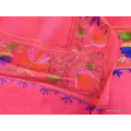 Châle pour femme rose Fuschia brodé fils - Châles en laine faits main