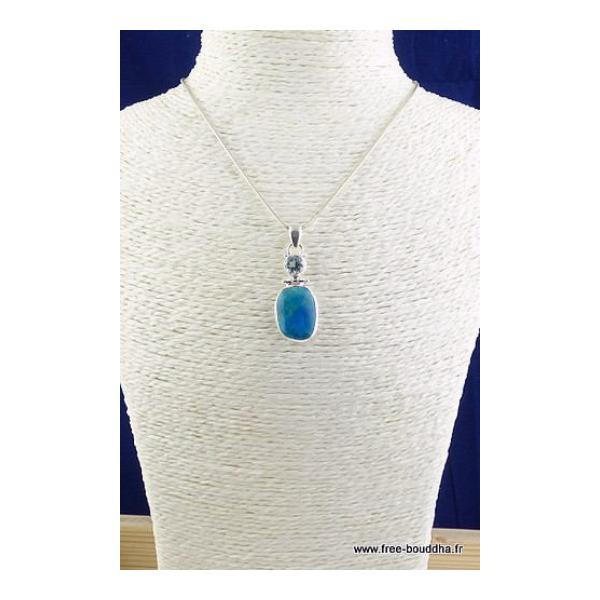Pendentif argent Opaline Topaze bleue Pendentifs pierres naturelles JEW22.2