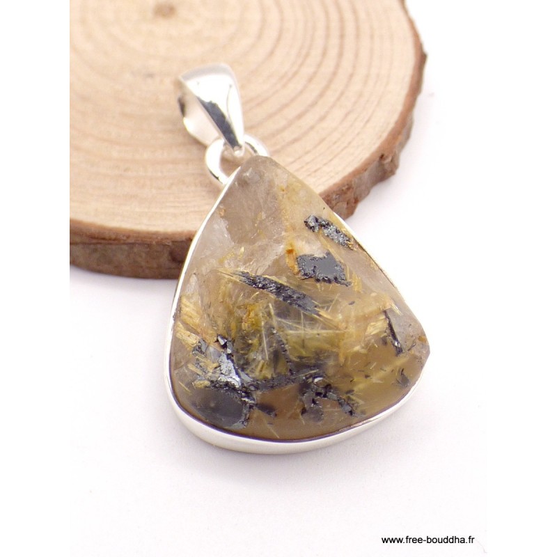 Pendentif en Quartz Rutile doré brut forme goutte Pendentifs pierres naturelles XV50.3