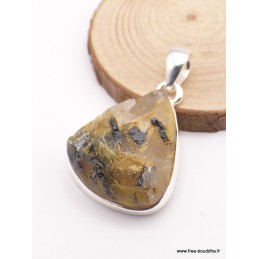 Pendentif en Quartz Rutile doré brut forme goutte Pendentifs pierres naturelles XV50.3