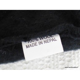 Mitaines en laine doublées polaire gris fleur bleue Gants , bonnets népalais MIT2