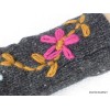 Mitaines en laine doublées polaire gris fleur bleue Gants , bonnets népalais MIT2