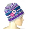 Bonnet népalais laine violet gris doublé polaire Gants , bonnets népalais BON6