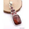 Pendentif argent Ammolite et grenats facettés Pendentifs pierres naturelles JEW3.5