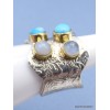 Bague Pierre de lune Turquoise taille 53 Bagues pierres naturelles jew13