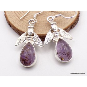 Boucles d'oreilles Cacochynite super seven motif abeilles Boucles d'oreilles en pierres XV127.10