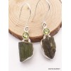Boucles d'oreilles Moldavite brute et péridot Boucles d'oreilles en pierres XV127.20