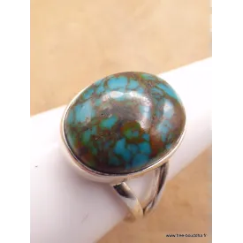 Bague Turquoise du Tibet ovale taille 60/61 - Bagues pierres naturelles
