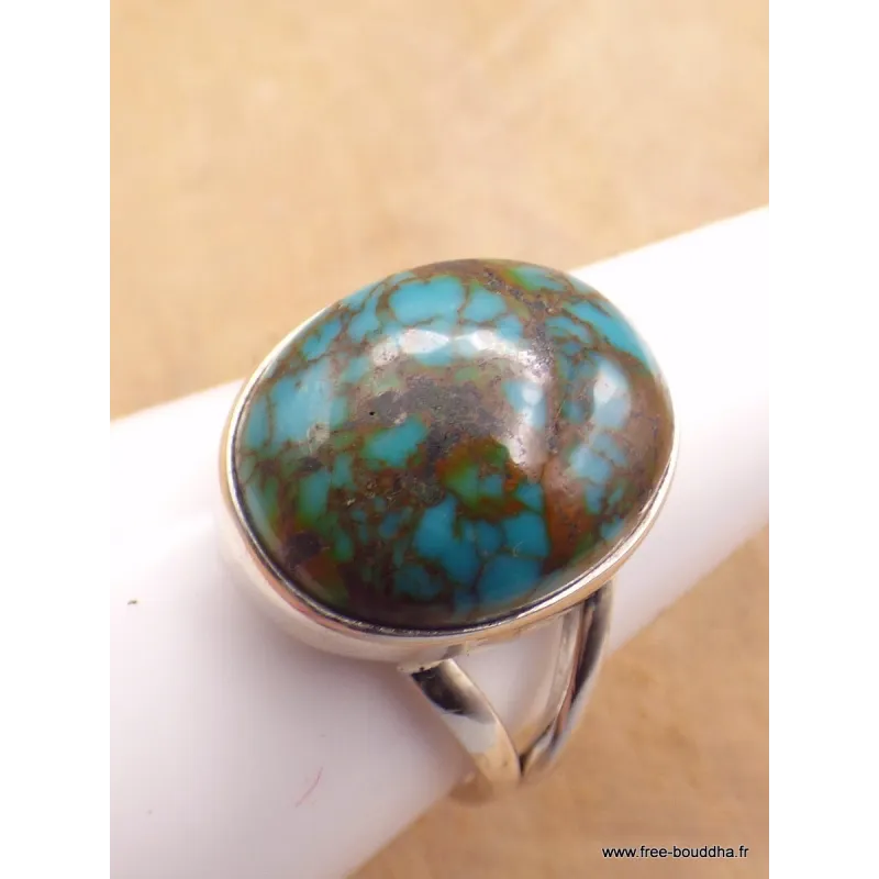 Bague Turquoise du Tibet ovale taille 60/61 - Bagues pierres naturelles