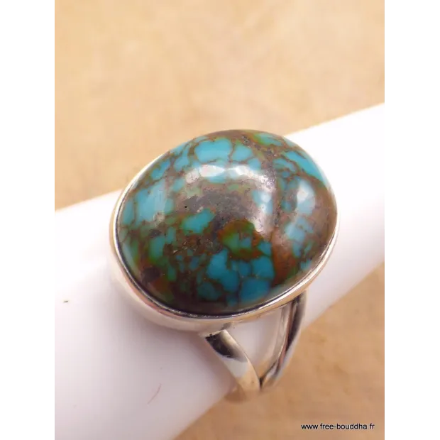 Bague Turquoise du Tibet ovale taille 60/61 - Bagues pierres naturelles