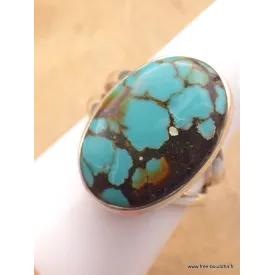 Bague Turquoise du Tibet deux anneaux taille 59 - Bagues pierres naturelles
