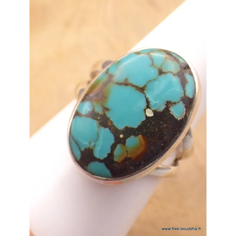 Bague Turquoise du Tibet deux anneaux taille 59 - Bagues pierres naturelles