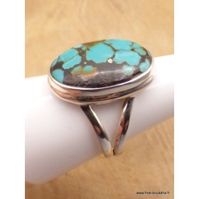 Bague Turquoise du Tibet deux anneaux taille 59 Bagues pierres naturelles XV128.4