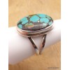 Bague Turquoise du Tibet deux anneaux taille 59 Bagues pierres naturelles XV128.4