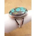Bague Turquoise du Tibet deux anneaux taille 59 - Bagues pierres naturelles