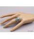 Bague Turquoise du Tibet deux anneaux taille 59 Bagues pierres naturelles XV128.4