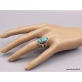 Bague Turquoise du Tibet deux anneaux taille 59 Bagues pierres naturelles XV128.4