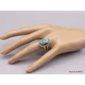 Bague Turquoise du Tibet deux anneaux taille 59 - Bagues pierres naturelles