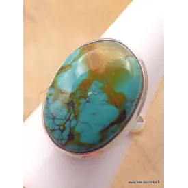 Bague Turquoise du Tibet nuances marron Taille 60 - Bagues pierres naturelles