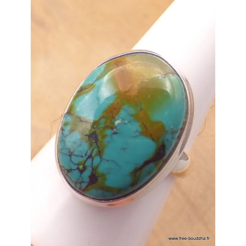 Bague Turquoise du Tibet nuances marron Taille 60 - Bagues pierres naturelles