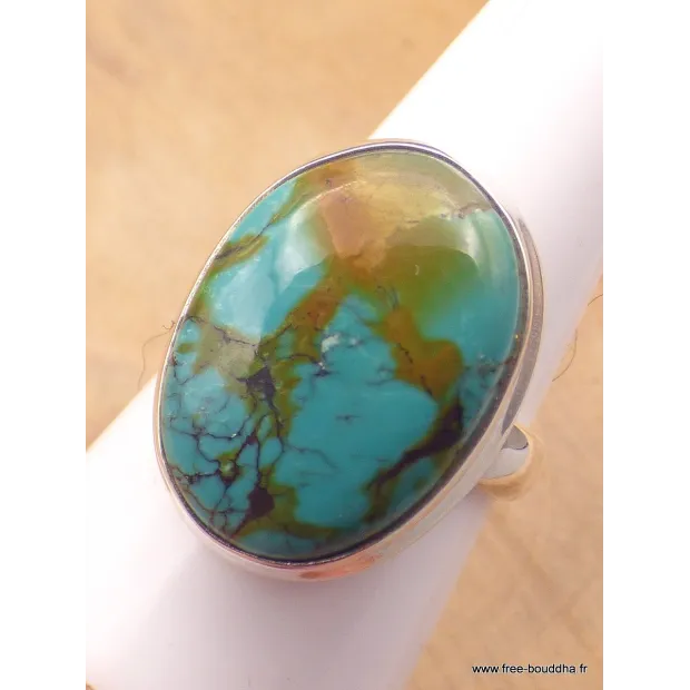 Bague Turquoise du Tibet nuances marron Taille 60 - Bagues pierres naturelles