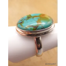 Bague Turquoise du Tibet nuances marron Taille 60 - Bagues pierres naturelles