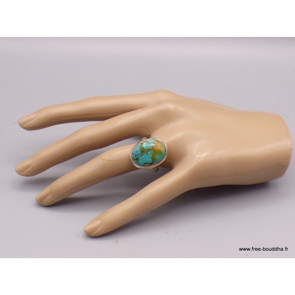 Bague Turquoise du Tibet nuances marron Taille 60 Bagues pierres naturelles XV128.5