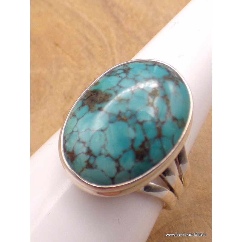 Bague Turquoise du Tibet trois anneaux Taille 62 Bagues pierres naturelles XV128.6