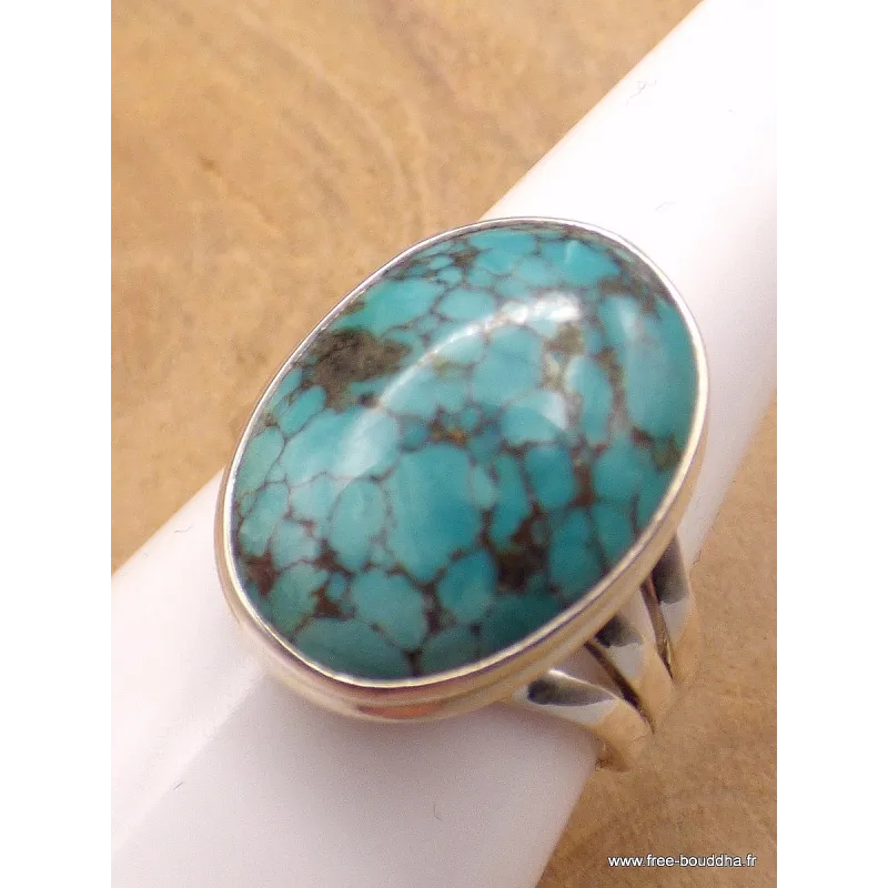 Bague Turquoise du Tibet trois anneaux Taille 62 - Bagues pierres naturelles