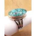 Bague Turquoise du Tibet trois anneaux Taille 62 - Bagues pierres naturelles
