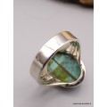 Bague Turquoise du Tibet trois anneaux Taille 62 Bagues pierres naturelles XV128.6