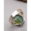 Bague Turquoise du Tibet trois anneaux Taille 62 - Bagues pierres naturelles