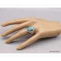 Bague Turquoise du Tibet trois anneaux Taille 62 Bagues pierres naturelles XV128.6