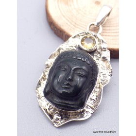 Pendentif Bouddha sculpté en Obsidienne oeil céleste Pendentifs pierres naturelles jew9.6