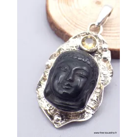 Pendentif  Bouddha sculpté en Obsidienne oeil céleste - Pendentifs pierres naturelles