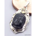 Pendentif Bouddha sculpté en Obsidienne oeil céleste - Pendentifs pierres naturelles