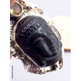 Pendentif Bouddha sculpté en Obsidienne oeil céleste Pendentifs pierres naturelles jew9.6