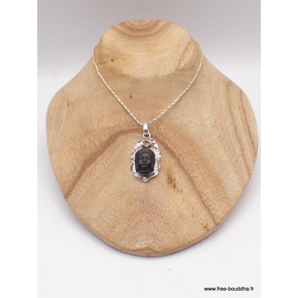 Pendentif Bouddha sculpté en Obsidienne oeil céleste Pendentifs pierres naturelles jew9.6