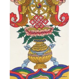 Tenture bouddhiste écru Signes Auspicieux 52 x 82 cm - Tentures bouddhistes