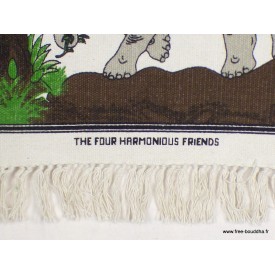 Tenture tibétaine 4 amis coton épais décoration spirituelle méditation