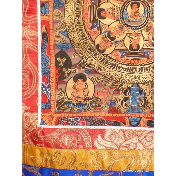 Tangka tibétain Roue du Dharma Tentures tibétaines Bouddha TANRV2