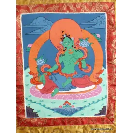 Thangka Tibétaine Tara Verte 44 x 73 cm - Thangkas tibétains